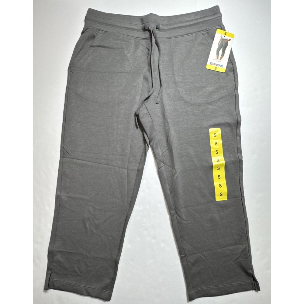 32 Degrees Cool Womens Crop Pants Pewter Grey Drawstring Joggers Small NWT